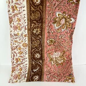 Pottery Barn Jacobean Pillow Cover Cotton Floral Coral Brown Boho 16 x 26